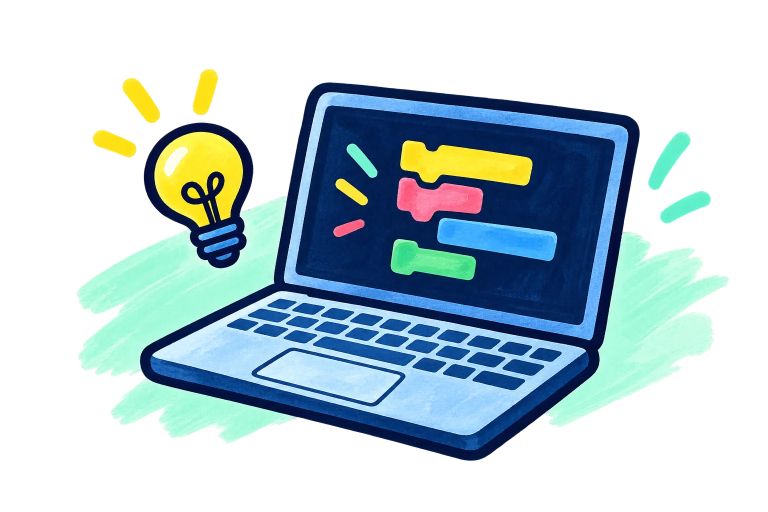 プログラムを表示するノートパソコンのイラスト