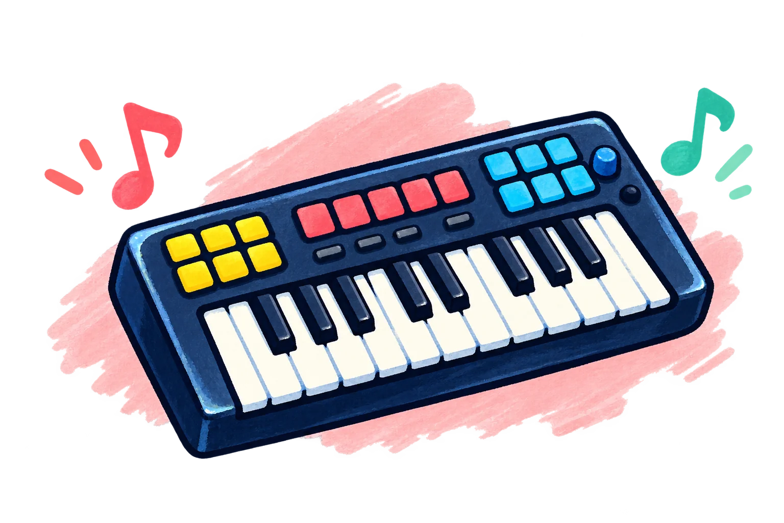 カラフルな音楽用キーボードのイラスト